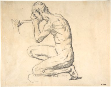 Kneeling Nude Male Figure, Facing Left MET DP807356