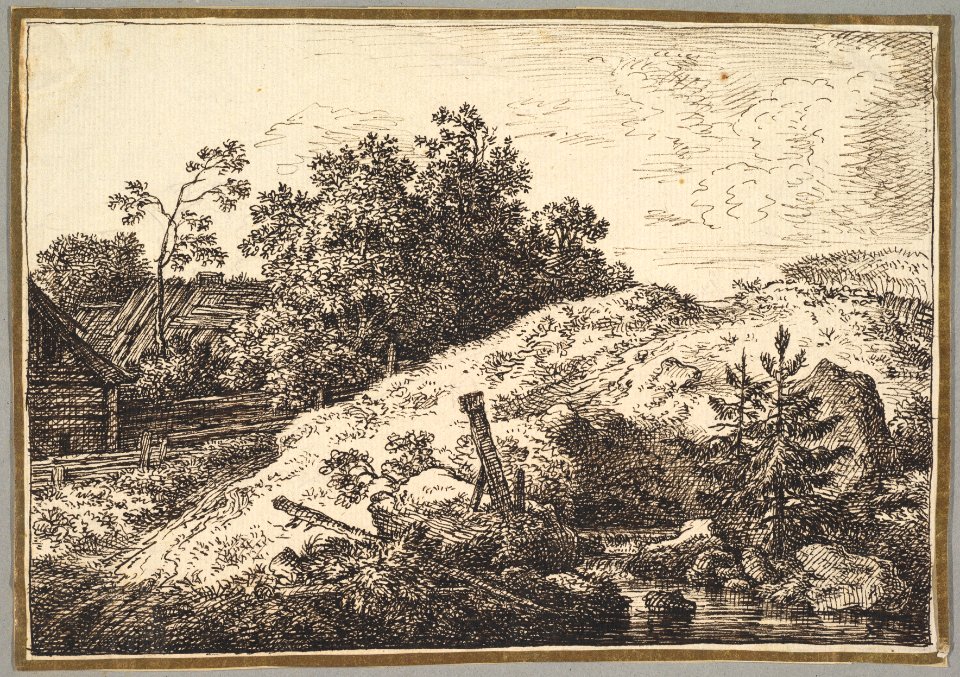 Landscape with a Brook and Farm Buildings MET DP827292