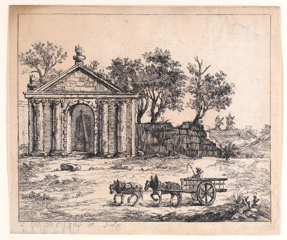 Landscape with Roman Temple and Wagon Met DP889795