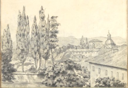 Landscape with Villas and a Church (Smaller Italian Sketchbook, leaf 6 recto) MET DP269414