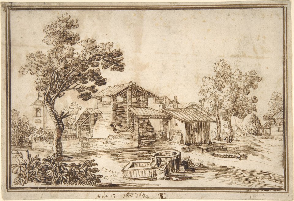 Landscape with a Farm House and a Bell Tower MET DP808211