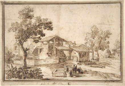 Landscape with a Farm House and a Bell Tower MET DP808211
