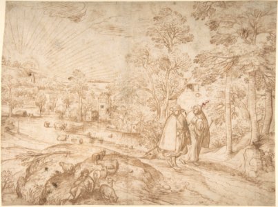 Landscape with Two Pilgrims Walking Along a Road MET DP801104