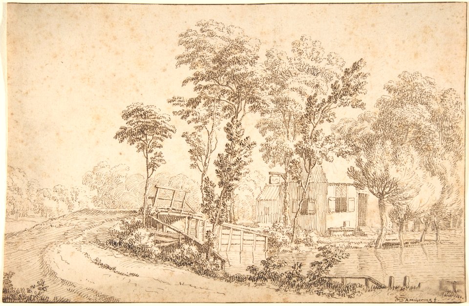 Landscape with a House near a Bridge over a River MET DP800482