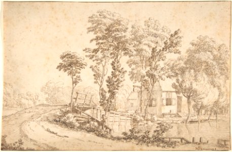 Landscape with a House near a Bridge over a River MET DP800482