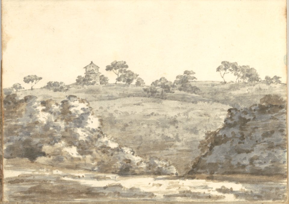 Landscape with a Two-Story Building on a Hill (Smaller Italian Sketchbook, leaf 29 recto) MET DP269438