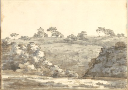 Landscape with a Two-Story Building on a Hill (Smaller Italian Sketchbook, leaf 29 recto) MET DP269438