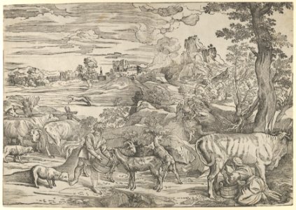 Landscape with a milkmaid at right and a boy at left MET DP847233