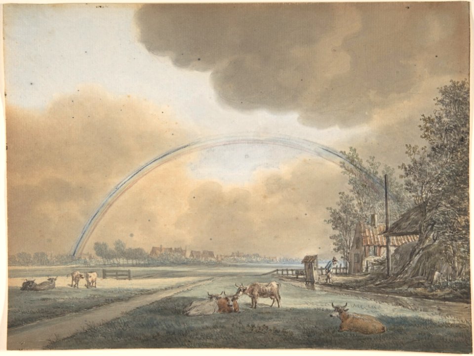 Landscape with a Rainbow over a Farmhouse and Distant Village MET DP800778