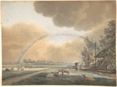 Landscape with a Rainbow over a Farmhouse and Distant Village MET DP800778