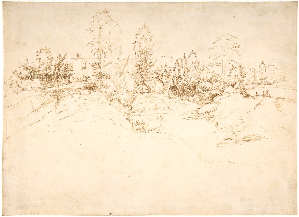 Landscape (Wooded Approach to a Town) MET DP807838