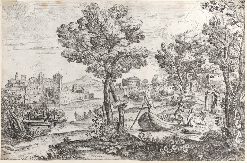 Landscape with a man holding a snake to a terrified child Met DP885604
