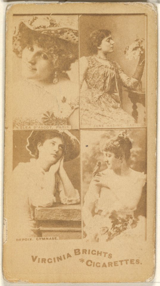 Lea D' Ascot, Paris- Jane Hading, Paris- Depoix, Gymnase, from the Actors and Actresses series (N45, Type 4) for Virginia Brights Cigarettes MET DP831175