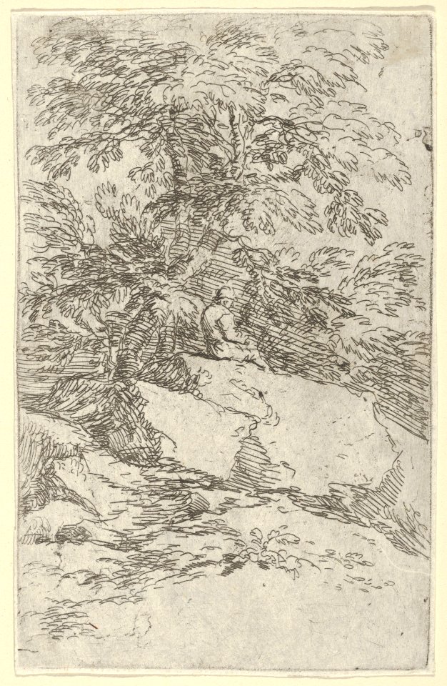 Landscape with a figure seated on a rock MET DP836204