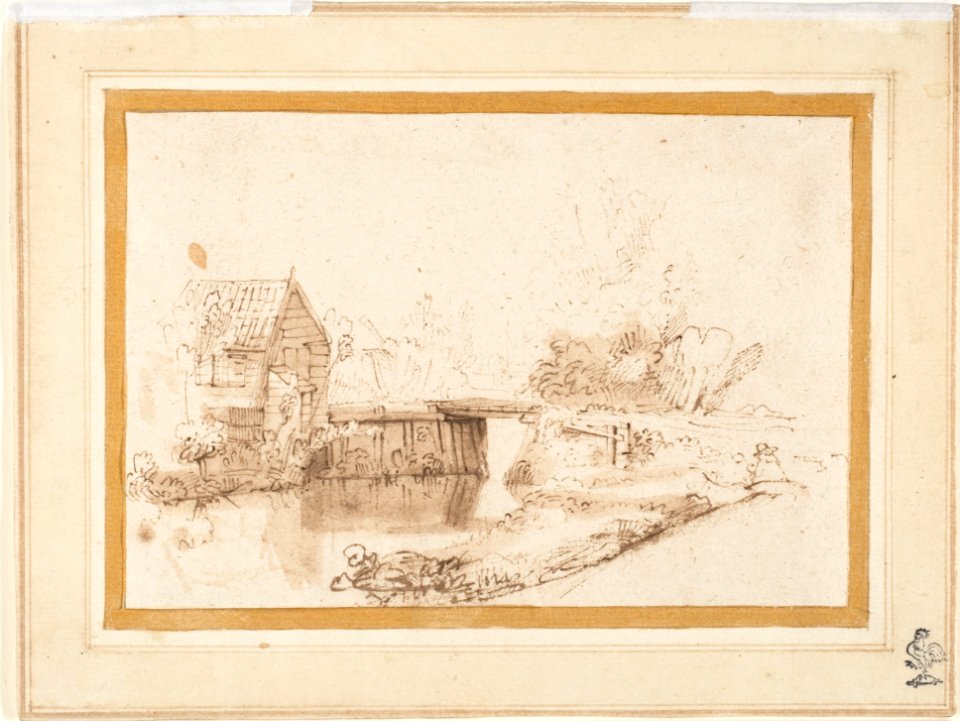 Landscape with a Draughtsman Seated by a River, a Bridge and a Cottage Behind MET DP122670