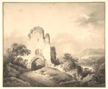 Landscape with a Ruined Tower and Two Figures MET DP803858