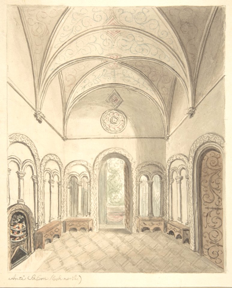 Lea Castle, Worcestershire, Ante-saloon, Looking North MET DP805394