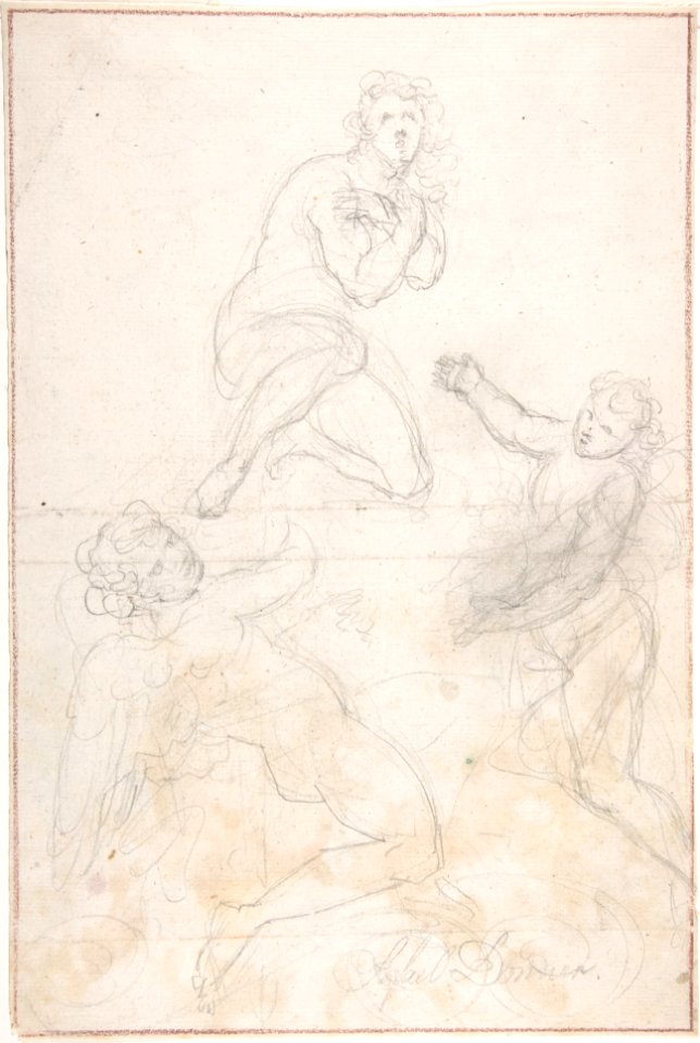 Kneeling Female Nude and Two Studies of Angels MET DP802904