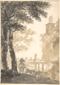 Landscape with a Mounted Herdsman and Cows, a City in the Background MET DP800172