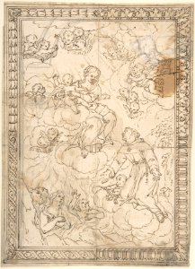 Kneeling Saint and Lost Souls before the Madonna and Child, with Four Alternate Border Designs MET DP802679