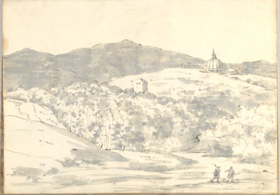 Landscape with a Towered Building and Domed Church (Smaller Italian Sketchbook, leaf 32 recto) MET DP269441