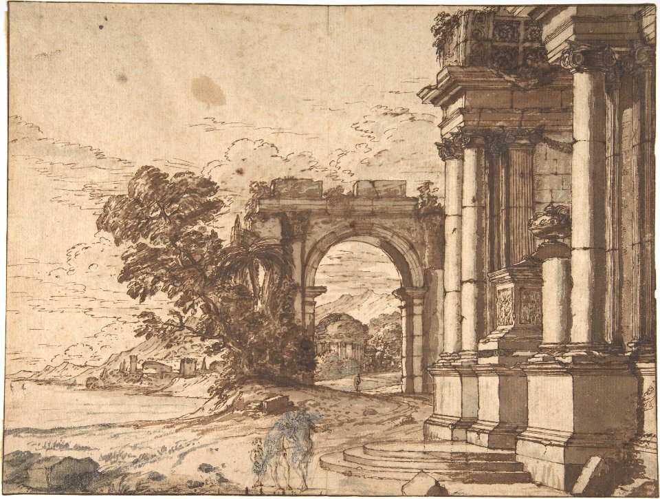 Landscape with Classical Architecture by a Lake MET DP808566