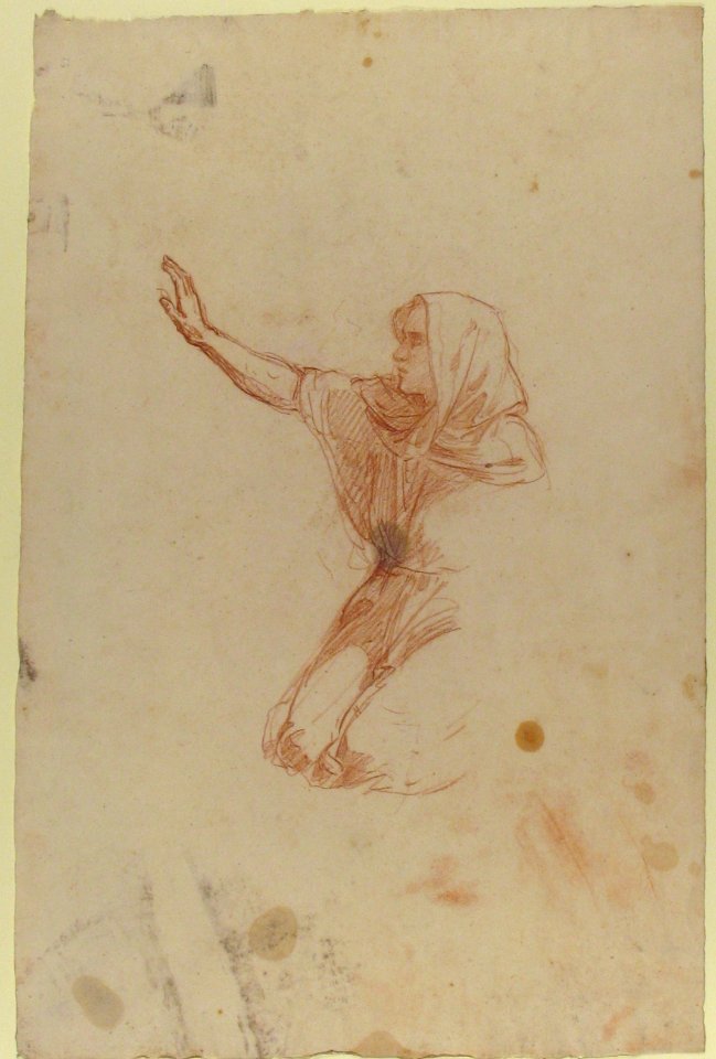 Kneeling Woman (lower register); verso- Kneeling Woman (lower register); (studies for wall paintings in the Chapel of Saint Remi, Sainte-Clotilde, Paris, 1858) MET 1989.122.39