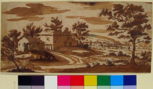 Landscape with Buildings and a Town in the Distance (recto); Study of a Building (verso) MET 1998.61a, b