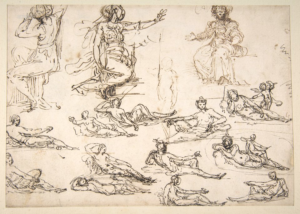 Kneeling, Seated and Standing Figures (recto); Seated, Kneeling and Reclining Figures (verso) MET DP811065
