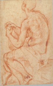 Kneeling Male Figure with Outstretched Arms (recto); Semi-Nude Seated Male Figure seen from Behind (verso) MET 1994.331 VERSO