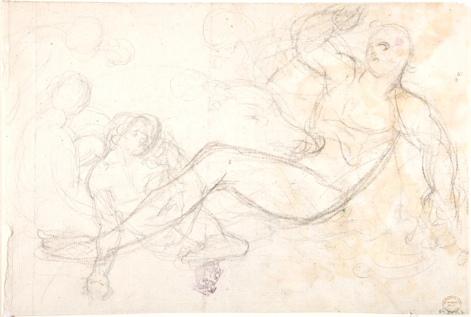 Kneeling Female Nude and Two Studies of Angels MET DP802905