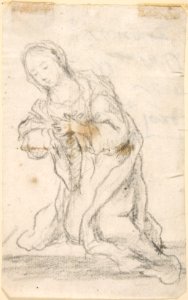 Kneeling Virgin (Virgin Annunciate) (recto); Writing (verso) MET DP800380
