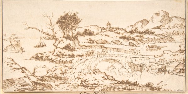 Landscape With Figures Crossing a Bridge MET DP802315