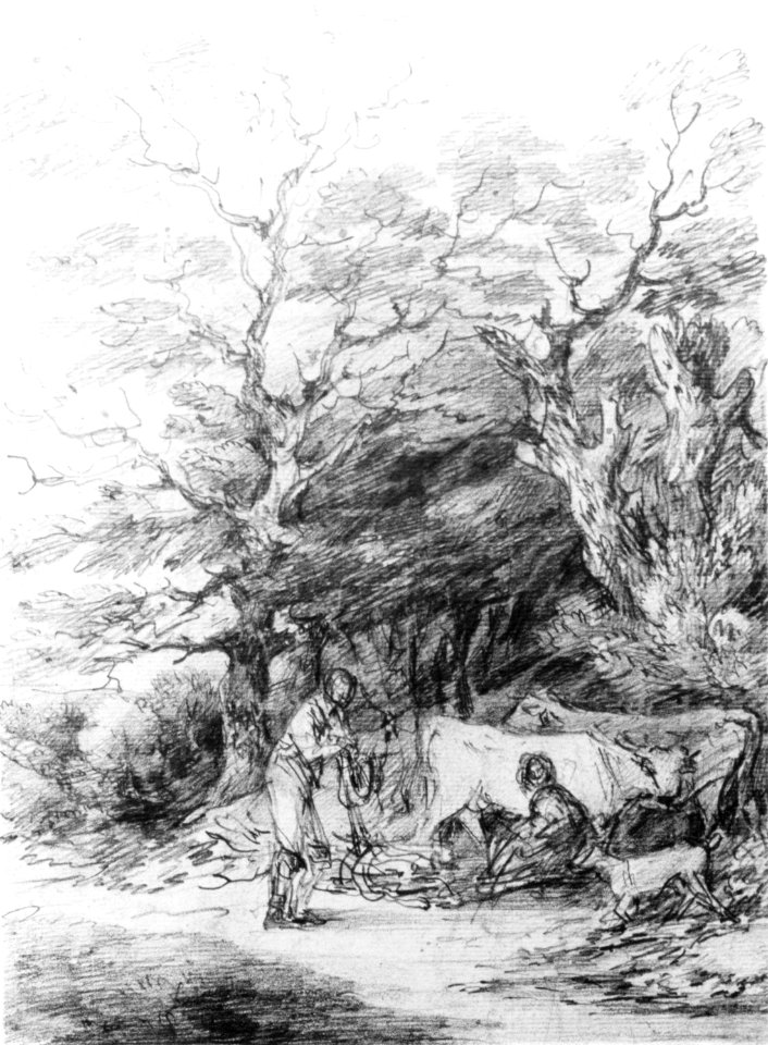 Landscape with cattle and figures; sketch for the Rustic Courtship MET 10968