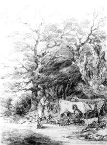 Landscape with cattle and figures; sketch for the Rustic Courtship MET 10968