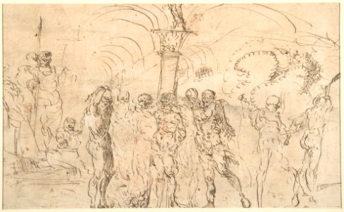 Landscape with Buildings (recto); Studies for a Flagellation (verso) MET DP802127