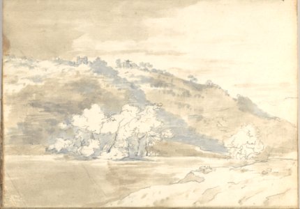 Landscape with Building on a Distant Hill (Smaller Italian Sketchbook, leaf 33 recto) MET DP269442