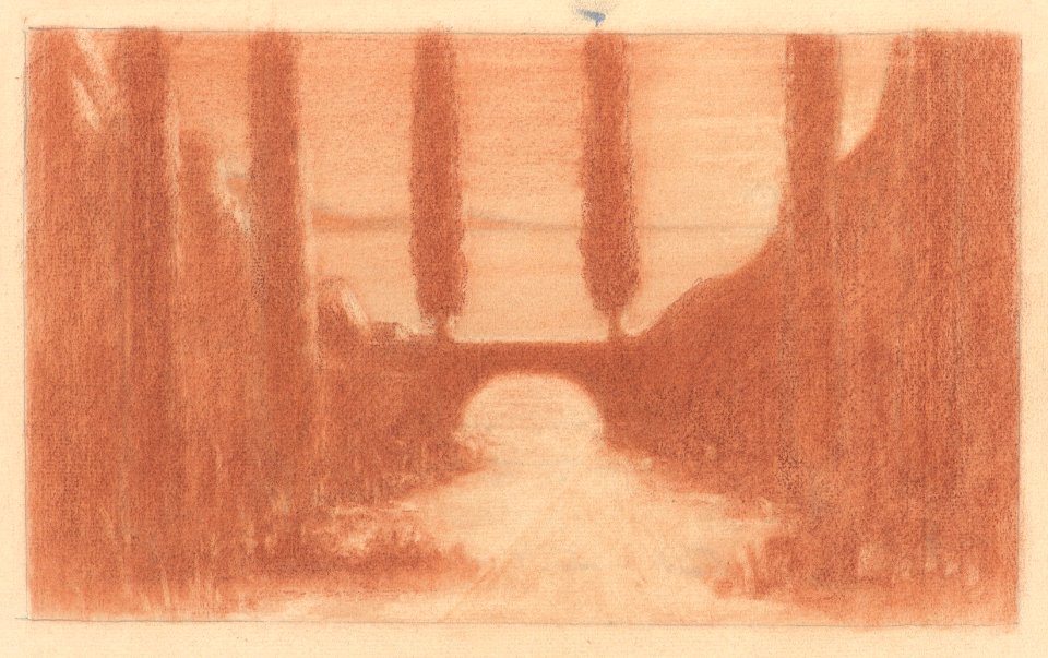 Landscape with Bridge and Cypress Trees MET DP856509