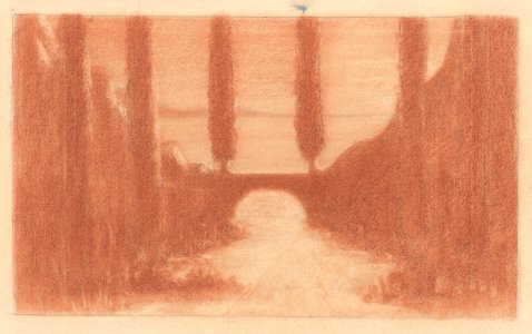 Landscape with Bridge and Cypress Trees MET DP856509