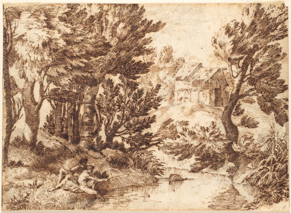 Landscape with Figure Reclining and Figure Fishing MET DP108424