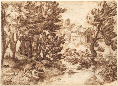 Landscape with Figure Reclining and Figure Fishing MET DP108424