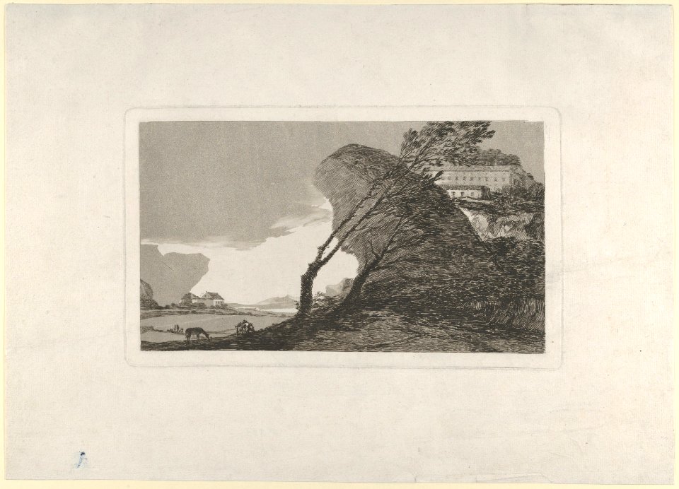Landscape with buildings and trees MET DP854974