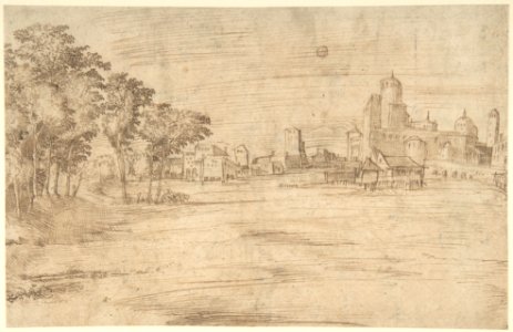 Landscape with Buildings (recto); Studies for a Flagellation (verso) MET DP802126