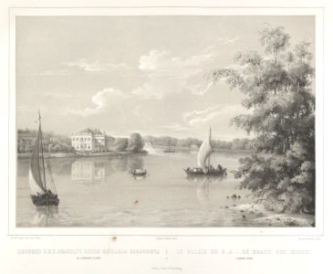 Le Palais de S.A.I. Le Prince Grand duc Michel a Hamenny-Ostrof, from the series Vues pittoresques des palais & jardins impériaux aux environs de St. Petersbourg MET DP841030