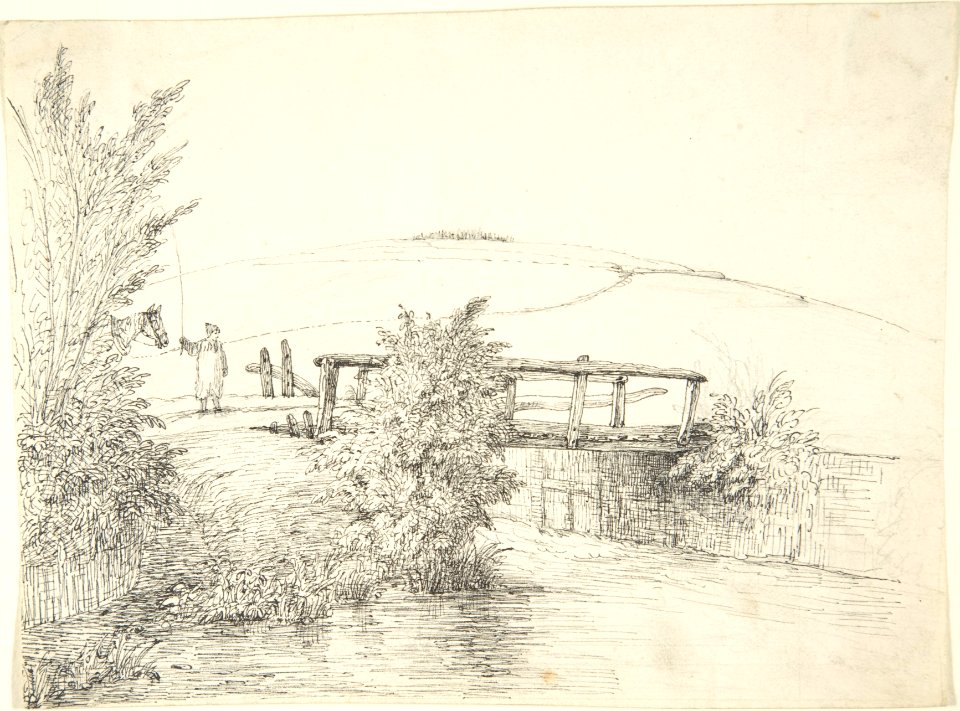 Landscape with a Bridge (recto); Thatched Cottage (verso) MET DP806104