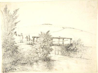 Landscape with a Bridge (recto); Thatched Cottage (verso) MET DP806104