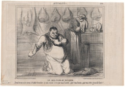 Le mea culpa du boucher, from Actualités, published in Le Charivari, March 19, 1858 MET DP876687