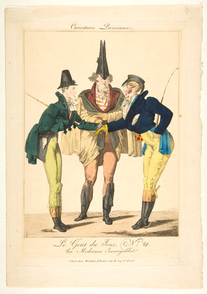 Le Goût du Jour, No. 21- Les Modernes Incroyables, from Caricatures Parisiennes MET DP818657