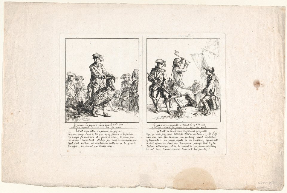 Le Général Burgoyne à Saratoga, le 17 Octobre, 1777; and Le Général Cornwallis à Yorck, le 19 Octobre, 1781 MET DP877000