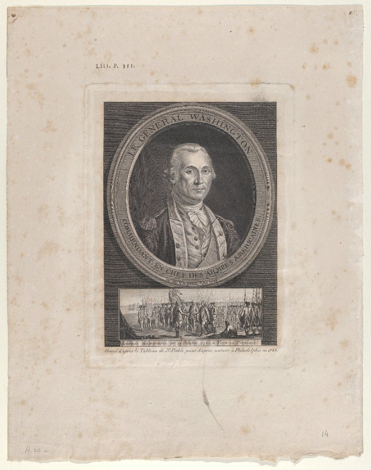 Le Général Washington, Commendant en Chef des Armées Americaines, né en Virginie en 1733 (General Washington, Commander in Chief of the American Armies, born in Virginia in 1733 -sic-) MET DP855240
